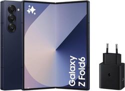 Samsung Galaxy Z Fold6 256 GB + Cargador - Teléfono Móvil con IA, Smartphone Android Libre, Cámara 50 MP, Pantalla Grande, Batería de Larga Duración, Azul Oscuro (Versión Española)