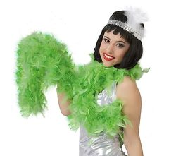 FIESTAS GUIRCA Groene boei voor dames, veerboa 40 g, veerboa 180 cm