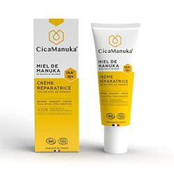 CICAMANUKA - Crème réparatrice au miel de Manuka IAA10+ - Favorise la réparation des peaux abîmées et asséchées - Certifiée Bio - 40ml