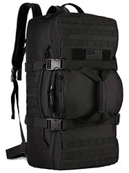 Protector Plus Tactische reisrugzak 60L Militaire MOLLE plunjezak (inclusief regenhoes en patch), Zwart, XL