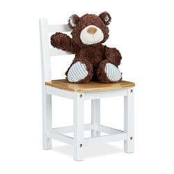 Relaxdays Sedia Bambini Rustico, bambù, Cameretta, Stanza Giochi, HxLxP 50x28,5x28 cm, Kids Chair, Marrone e Bianco