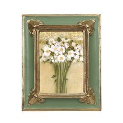 WINPLUS+ Cadre photo vintage de 6,3 x 8,9 cm, cadre photo de luxe vert antique avec mobilier floral doré en relief, décoration de style rétro, affichage mural et de table, galerie d'art (6,3 x 8,9 cm,