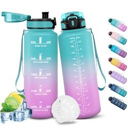 HoneyHolly Drinkfles, 1,5 liter, sportfles, lekvrij, motiverende sportfles, met filter, voor fitness, fietsen, school, kantoor