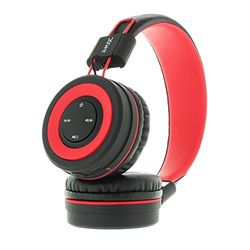 R MUSIC-RM310725 - Auriculares de Diadema inalámbricos (Sonido Rico, Alcance 10 m, micrófono Integrado, Auricular Plegable, Color Rojo)