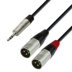 Adam Hall 4 Star Series 1,8 m Rean 3,5 mm Jack Stereo naar 2x XLR mannelijke audiokabel