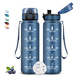 Borraccia 1 litro, Borraccia Palestra, Borraccia Senza Perdite, Facile da Pulire, Borraccia Motivazionale, Borraccia con Filtro, Facile da Trasportare, Borracce per Campeggio, Fitness, Yoga, Scuola