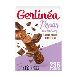 Gerlinéa - Barres Repas Saveur Chocolat - Repas Complet et Rapide - 12 barres (soit 6 repas)