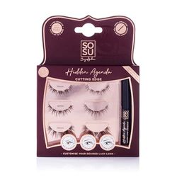 SOSU Cosmetics Hidden Agenda Cutting Edge Lashes for Women – 3 Pair Undetectable, Lightweight & Customisable False Eyelashes with Long-Lasting Adhesive – 3 Lash Lengths (10mm, 12mm, 14mm)
