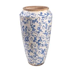 Romimex Vaas, blauw, wit, porselein, 21 x 37 x 21 cm, met handgrepen