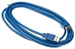 RS PRO USB-kabel, USBA/USBA, 3 m USB 3.0 blå