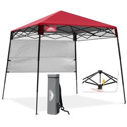 EAGLE PEAK Day Tripper 2,5 m x 2,5 m gamba obliqua leggera e compatta baldacchino portatile con zaino, facile da montare per una persona, riparo pieghevole e 10 metri quadrati di ombra (rosso)