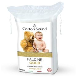 COTTON SOUND GOLD BABY Faldine 60 sztuk dla dzieci, 100% hydrofilowa bawełna, w kratkę 9 x 11 cm, hipoalergiczne i biodegradowalne, testowane dermatologicznie, wyprodukowano we Włoszech
