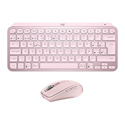 Logitech MX Keys Mini (Teclado) + MX Anywhere 3S (ratón inalámbrico) - Escritura fluida, Teclas retroiluminadas, Desplazamiento rápido, USB-C, Bluetooth, multisistema operativo, QWERTY Español - Rosa