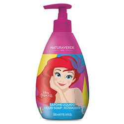Naturaverde | Kids - Disney Princess flytande tvål för barn, Ariel, barntvål med blåklintsextrakt, organisk handtvål, 300 ml