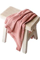 Kaiser 6521037 KNOTS Knitted baby blanket 100% organic cotton (kbA), breathable baby blanket, newborn, stroller blanket, baby shawl blanket, pink/Knots light grey