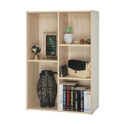 Iris Ohyama, Meuble de Rangement en Bois, bibliothèque 60cm de Largeur, Étagère 5 Compartiments, Modulaire, Polyvalent, Marron Clair, Ouvert, Salon, Bureau, Chambre, Livres, Assemblage Facile, CX-23C