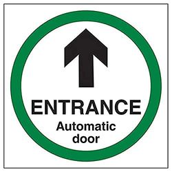 V Safety Entrance - Automatic Door - 150mm x 150mm - Window Sticker