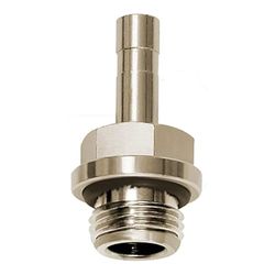 Schroefdraad-steeknippel "click-clock", G 3/8 a., voor buitenslang Ø 14 mm, werkdruk max. 16 bar, messing vernikkeld