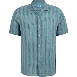 Panareha Camisa Aloha Hombre Hawaiana Rayas Lino BOUZNIKA Azul (L)