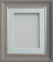 Frame Company Drummond Range Gunmetal Grey 8x6 inch Picture Photo Frame with Light Blue Mount for Image 6x4 inch * Choice of Sizes* Fitted with Real Glass