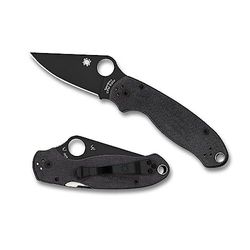 Spyderco Unisex – vuxen, svart, fickkniv, para 3 Black Blade, blad: 7,6 cm, G10, fällkniv, fickklämma, en storlek