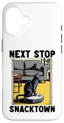 Next Stop Snacktown Cat Robot Vacuum Cleaner Cat Case for iPhone 16
