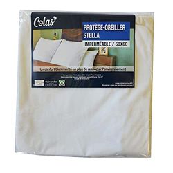 Colas Normand 83131478 Stella Funda de Almohada Impermeable 60 x 60 cm - 100% Algodón Orgánico Certificado Ocs y Reciclado - Elástico - Flexible y Duradero - Cremallera Blanco