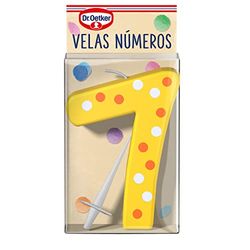 DR. OETKER Velas Número 7, Vela de Cumpleaños Para Personalizar Tartas, Cupcakes o Bizcochos - Pack de 1 Vela con Número 7 en Colores Rojo, Azul, Verde o Amarillo