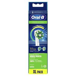 Oral-B CrossAction Brossettes de Rechange (Pack de 6) Avec Technologie CleanMaximiser, Clean Maximiser pour Brosse à Dents Électrique Jusqu’à 100 % d’élimination de la Plaque Dentaire