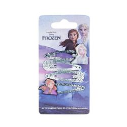 Disney Frozen2 Glittered Hair Snap Clips for Girls, 2 Inch Metal Non-Slip Clips with Two Decorative Charms, Stylish Hair Accessories - 4 Hair Clips