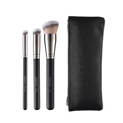 ENERGY Set di Pennelli Angolati 3 in 1 per Fondotinta con Punte Piatte, Pennello per Correttore, Pennello da Viaggio per Trucco Liquido, Crema, Polvere