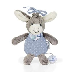 Sterntaler 6002000, Peluche Emmi L'Asinello, Carillon Integrato, Dimensione: S, Celeste/Grigio, Colore Blu, S