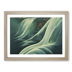Phenomenal Waterfall H1022 Framed Print for Living Room Bedroom Home Office Décor, Wall Art Picture Ready to Hang, Oak A4 Frame (34 x 25 cm)