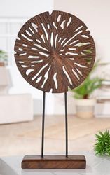 Pack of 2 Stand relief, round, Mango wood, brown, black, PU 2, L. 8 cm, W. 24 cm, H. 47 cm