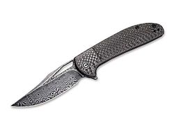 WE Knife Ortis Damascus Carbon zakmes voor volwassenen, grijs, 19 cm