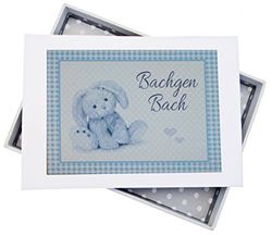 White Cotton Cards Welsh Baby, Bachgen Bach, Mini Fotoalbum, Blue Bunny, Board, 12,5 x 17,5 x 2,5 cm