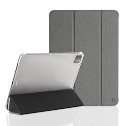 Hama - Funda para iPad Pro 2020 de 12,9 Pulgadas (Tapa abatible para Apple Tablet con función Atril, Parte Trasera Transparente, con función de Encendido y Apagado automático), Color Gris