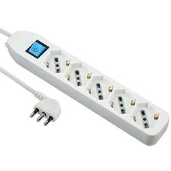 Electraline 62070 - Sobretensiones Con Cable, 1,5 Mt, 5 Sockets Universal, White, color: blanco