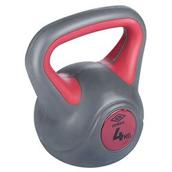 Umbro Kettlebell 4 kg – instegsvikt för kvinnor – rehabilitering – plastvikt – grå/röd