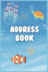 Address Book: Track Names, Phone Numbers, and Emails in Pages, Small 6x9 Notebook Organizer with Blue Illustrated Sea Notebook Cover Gift for Kids, Teens, Adults, and Senior Citizens