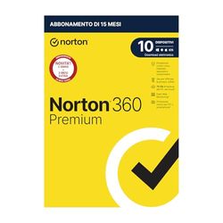 Norton 360 Premium 2024, Antivirus per 10 dispositivi, Licenza di 15 mesi con rinnovo automatico, PC, Mac, tablet e smartphone