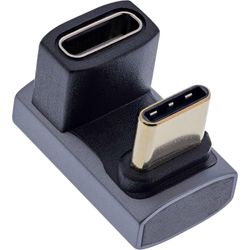 InLine® Adaptateur USB4, USB-C mâle vers USB-C Femelle 180°, débit de données 40 Gbps, 240 W Power Delivery, vidéo 8K @ 60 Hz, boîtier en Aluminium, Gris