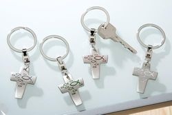 Pack of 20 Key fob, Cross, Metal, silver colored, PU 20, Assorted 4 times, W. 3 cm, H. 10 cm