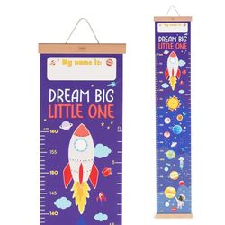 Legami - Dream Big Little One meetlat om op te hangen voor de lichaamslengte van kinderen, tot 160 cm, 41 stickers, met houten latten, ruimte-motief