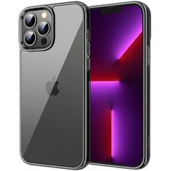 JETech Hoesje voor iPhone 13 Pro Max 6,7-Inch, Anti-Vergeling Schokbestendige Transparante Bumper Case, Antikras Doorzichtige Achterkant (Zwart)