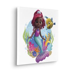 Komar Cuadro en bastidor de Disney Ariel Baby Mermaid – Tamaño: 40 x 40 cm – Lienzo para habitación infantil