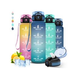Grsta Borraccia 1 litro, Borraccia con Cannuccia, Senza Perdite, Borraccia Motivazionale, Facile da Pulire, Borraccia Trekking, Con Slogan Motivazionale, per Fitness, Campeggio, Yoga, Escursioni