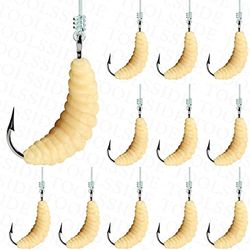 TOOLSSIDE 1 docena de cebos de pesca de gusanos de goma 10 (12 piezas) plantillas de crappie, gusanos de pesca, gusanos de pesca a granel para trucha, crappie, pez sartén, arándano, juego de señuelos