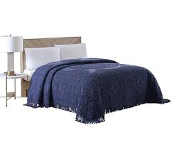 Beatrice Home Fashions Medaillon Chenille Sprei, Twin, Navy