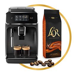 L'Or Espresso Café Grano Colombia 100% Arábica, 500 g + Philips Serie 2200 Cafetera automática - Espumador de Leche Clásico, Pantalla Táctil Intuitiva, Negro Mate (EP2220/10)